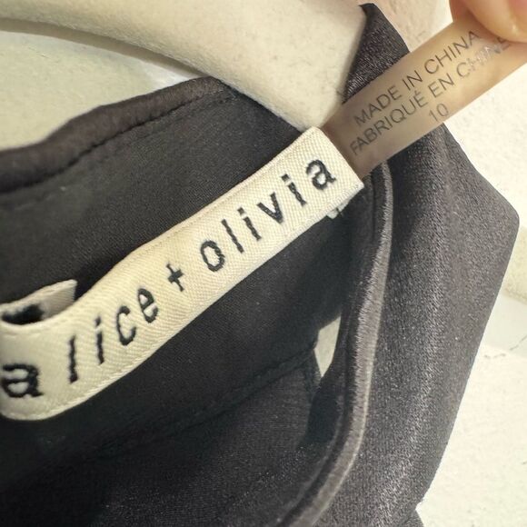 Alice + Olivia Rosaline High Neck Satin Ruffle Cold Shoulder Pleated Romper - Picture 5 of 8